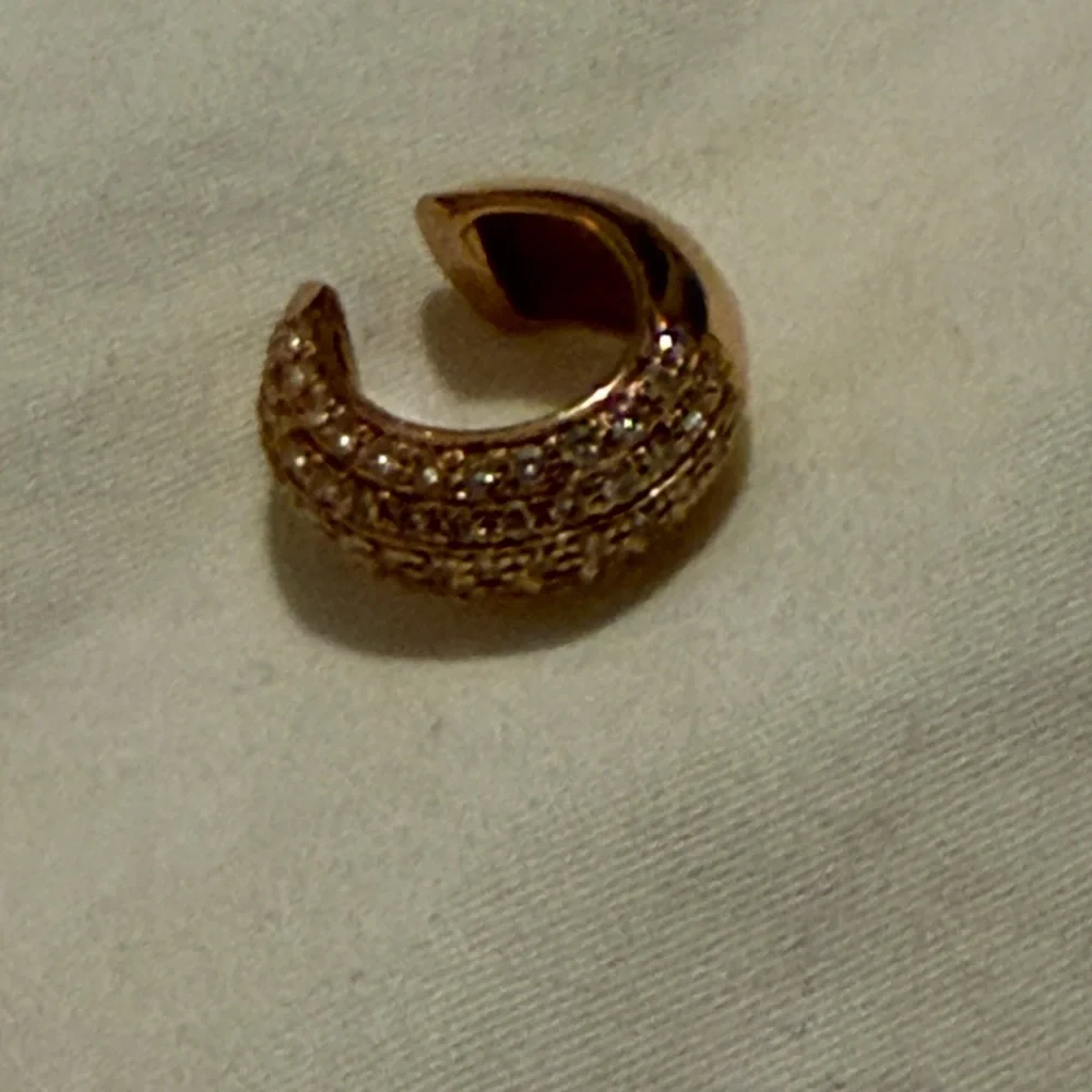 Zoe Chicco 14k Rose Gold Thick Half Round Ear Cuff with White Pavé Diamonds - Picture 5 of 5